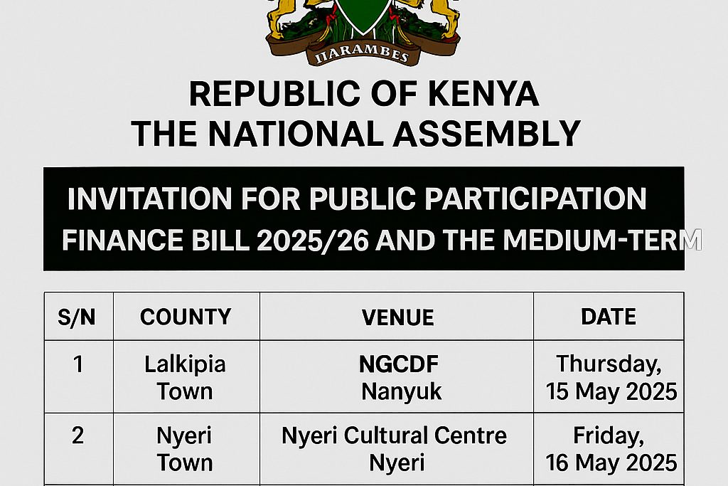 Have Your Say: Join the 2025/26 Finance Bill Public Hearings